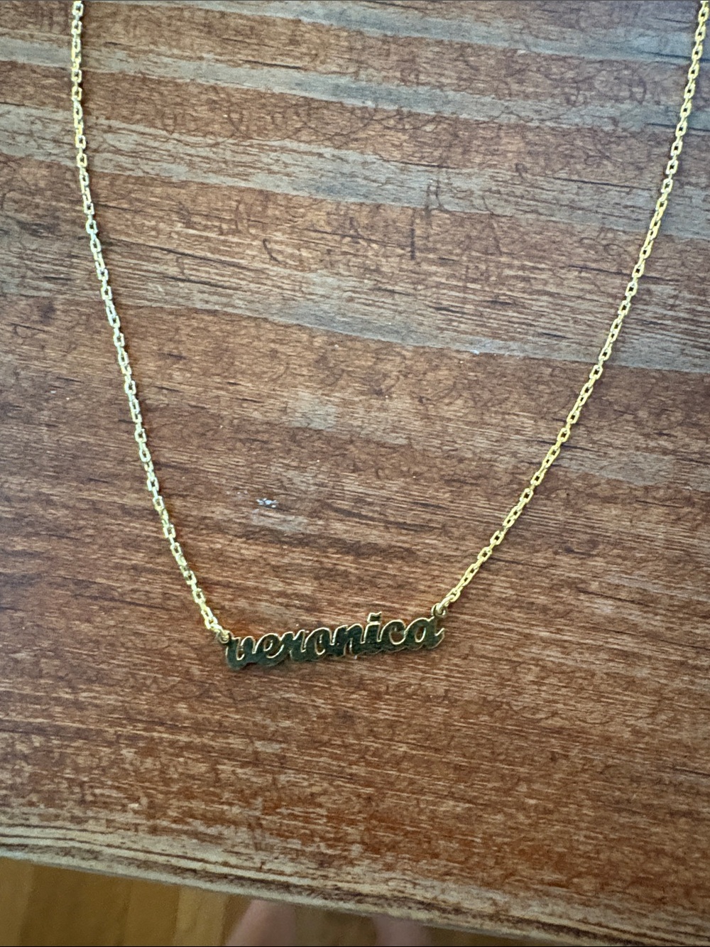Personalized 'veronica' Nameplate Necklace in Yellow Gold 16 inch